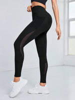 Leggings Patchwork In Rete Da Donna Con Tasca Per Lo Sport