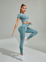 Tuta Sportiva Da Donna A Maglia Alta Elasticità Senza Soluzione Di Continuità