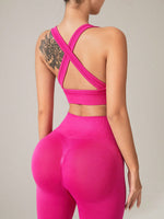 Set Sportivo Da Donna Con Cerniera Frontale Color Block Incrociato Sul Retro Senza Maniche E Leggings A Vita Alta