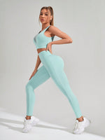 Set Sportivo Due Pezzi Da Allenamento Per Donna, Maglia Sottile Di Vestibilità Aderente Con Tessuto A Maglia A Goffratura E Leggings